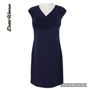 DW3 dress v-neck purple formal party lined side zip back slit sleeveless USA